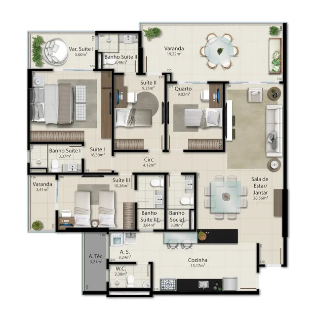 Planta Torre A · Tipo 01 do Jazz Residence