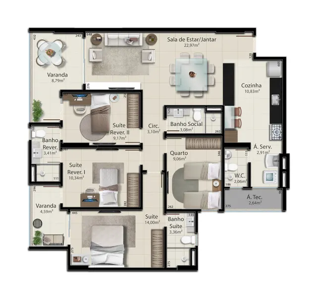 Planta Torre A · Tipo 07 do Jazz Residence