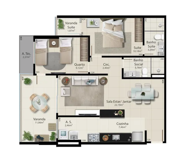 Planta Torre B · Tipo 05 do Jazz Residence