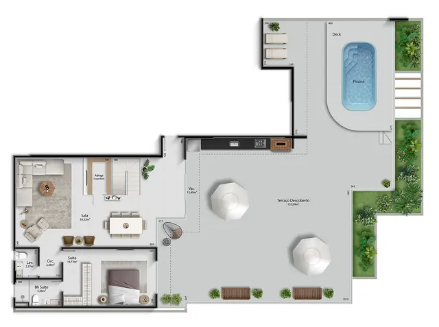 Planta Coberturas · Duplex 02, 2º piso do Ocean Way Residence