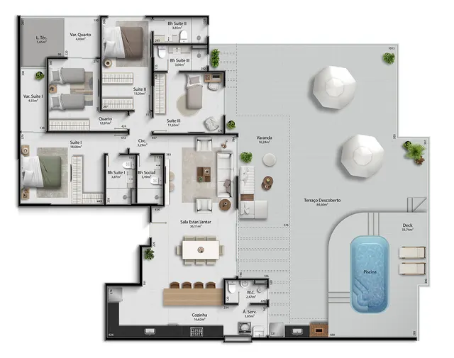 Planta Coberturas · Linear 01 do Ocean Way Residence