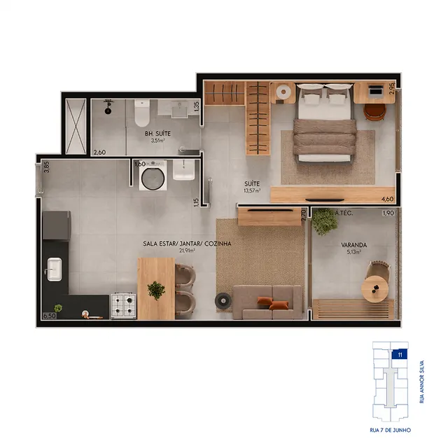Planta Tipo · 11 do U.Connect Residence