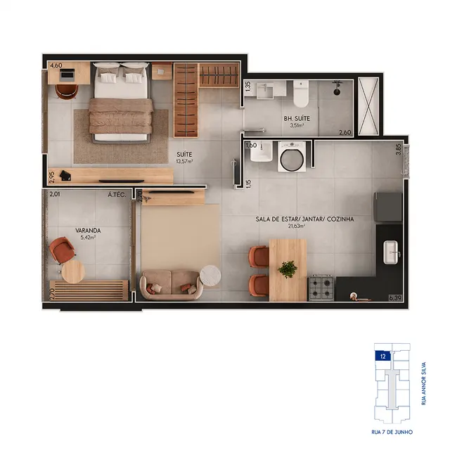 Planta Tipo · 12 do U.Connect Residence